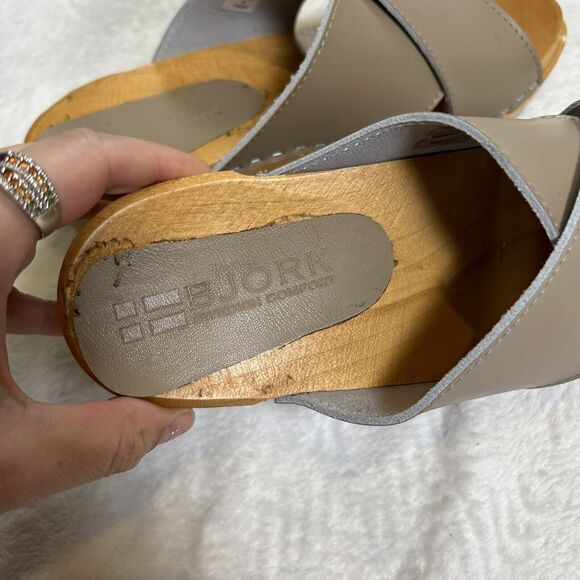 Bjork Swedish Comfort Sandals Shoes Beige Leather Upper size EU 37 US 6.5 - Picture 3 of 4
